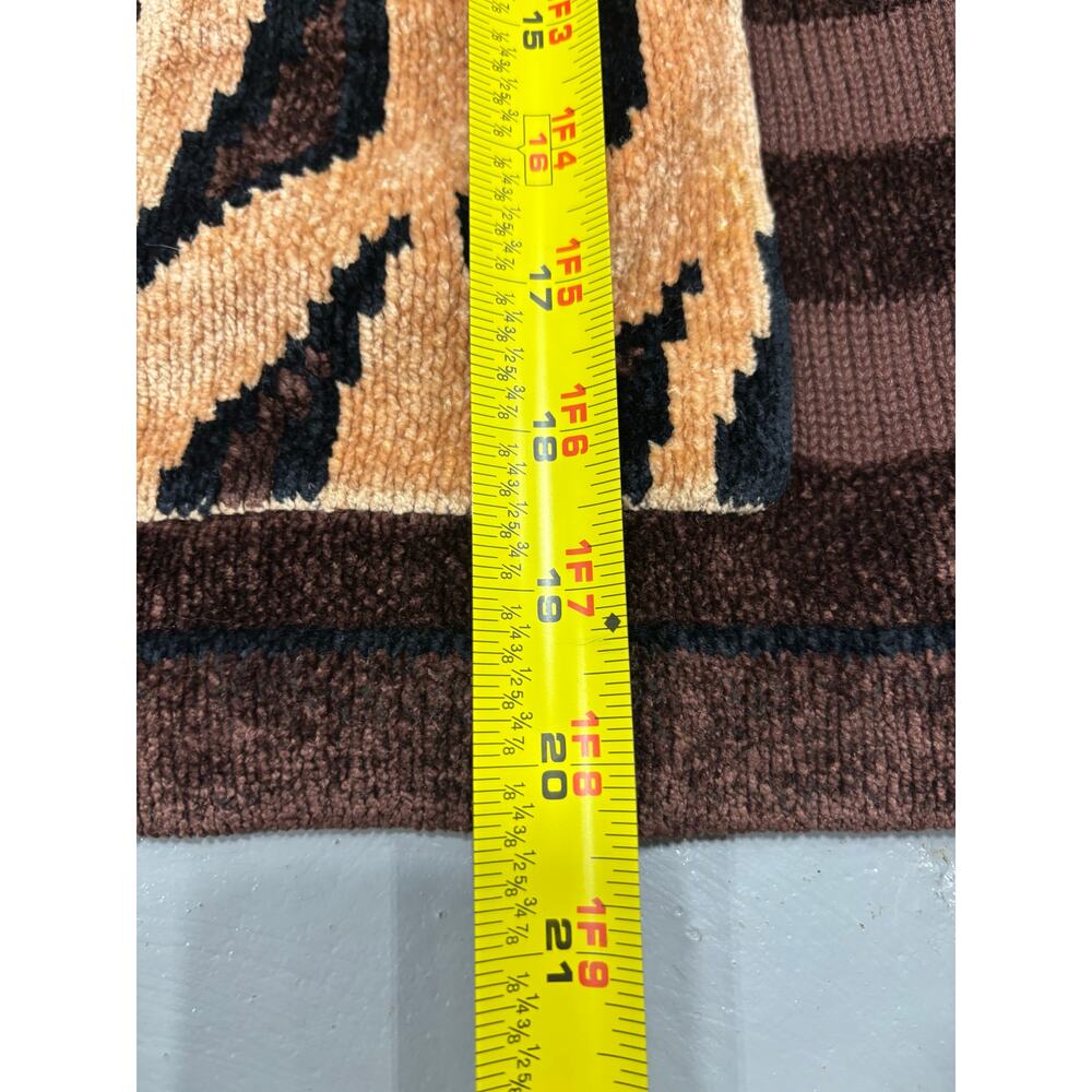 Berek By Takako Animal Print Vintage Fringe Brown Sweater Cardigan Size M - Picture 6 of 7